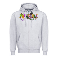 Heather Grey mardi gras principal Zipper Hoodie - texasbilliewilder