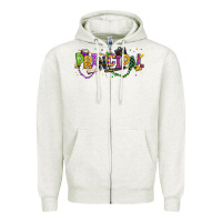 Oatmeal Heather mardi gras principal Zipper Hoodie - texasbilliewilder