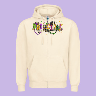 Mardi Gras Principal Zipper Hoodie Designed By Texasbilliewilder