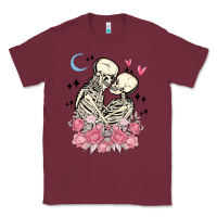 Burgundy the lovers skeletons Classic Tee - MaliasSmallBusiness