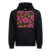 Black breast cancer sunflower seamless pattern Urban Hoodie - BundleAndBundleShop