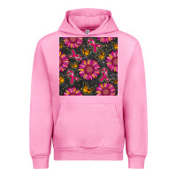 Fuchsia Pink breast cancer sunflower seamless pattern Urban Hoodie - BundleAndBundleShop