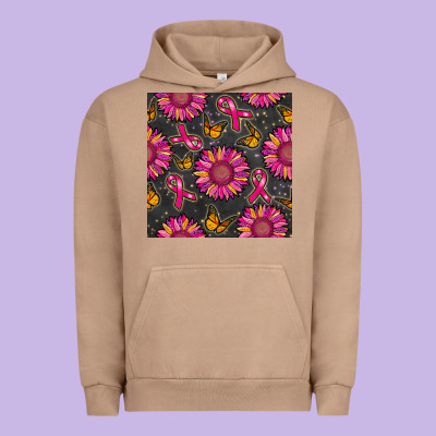 Breast Cancer Sunflower Seamless Pattern Urban Hoodie Designed By Bundleandbundleshop