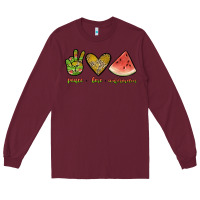 Burgundy peace love watermelon Long Sleeve Tee - JahusDesignShop