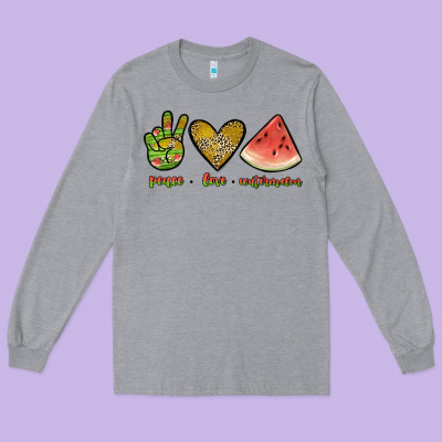 Peace Love Watermelon Long Sleeve Tee Designed By Jahusdesignshop