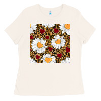 Bone valentines day daisy and leopard seamless pattern Ladies Tee - BundleAndBundleShop