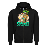 Black Hello summer skeleton Zipper Hoodie - NancyCooperArtShop