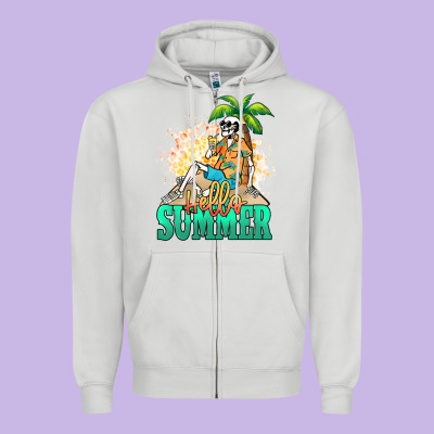 Hello Summer Skeleton Zipper Hoodie Designed By Nancycooperartshop