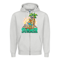 Dove Grey Hello summer skeleton Zipper Hoodie - NancyCooperArtShop