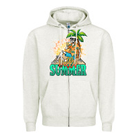 Oatmeal Heather Hello summer skeleton Zipper Hoodie - NancyCooperArtShop