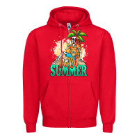 Red Hello summer skeleton Zipper Hoodie - NancyCooperArtShop