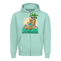 Seafoam Hello summer skeleton Zipper Hoodie - NancyCooperArtShop