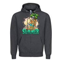 Smoke Hello summer skeleton Zipper Hoodie - NancyCooperArtShop