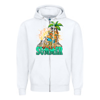 White Hello summer skeleton Zipper Hoodie - NancyCooperArtShop