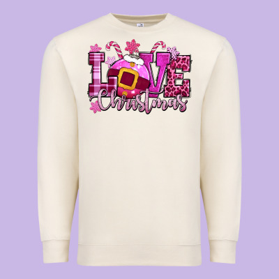 Love Christmas Pink Premium Sweatshirt Designed By Cowgirlartshop