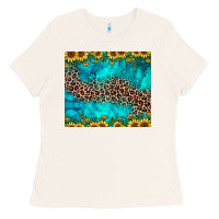 Bone leopard turquoise sunflower Ladies Tee - JahusDesignShop