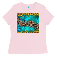 Bubblegum Pink leopard turquoise sunflower Ladies Tee - JahusDesignShop
