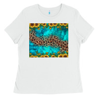 Leopard Turquoise Sunflower Ladies Tee | Teevron