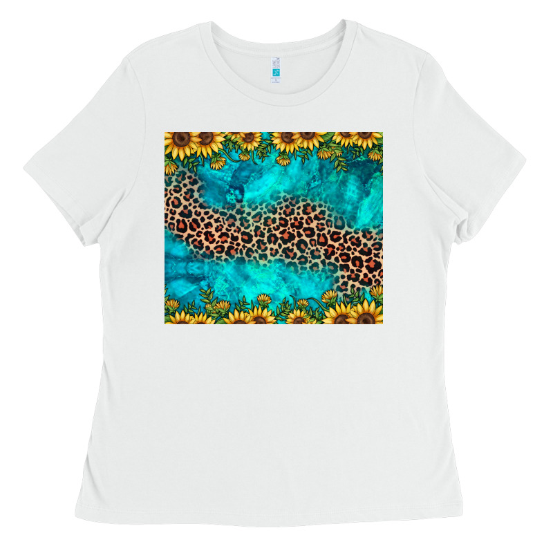 Leopard Turquoise Sunflower Ladies Tee by JahusDesignShop | Teevron