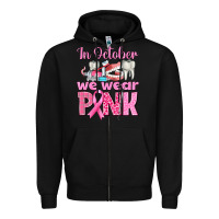 Black in october we wear pink breast cancer awareness Zipper Hoodie - texasbilliewilder
