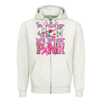 Oatmeal Heather in october we wear pink breast cancer awareness Zipper Hoodie - texasbilliewilder