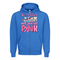True Royal in october we wear pink breast cancer awareness Zipper Hoodie - texasbilliewilder