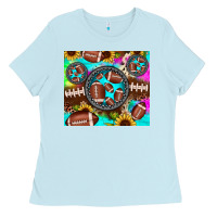 Baby Blue football tie dye gemstone sunflower Ladies Tee - JahusDesignShop
