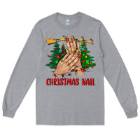 Heather Grey christmas nail bbs Long Sleeve Tee - BundleAndBundleShop