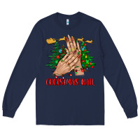 Navy christmas nail bbs Long Sleeve Tee - BundleAndBundleShop