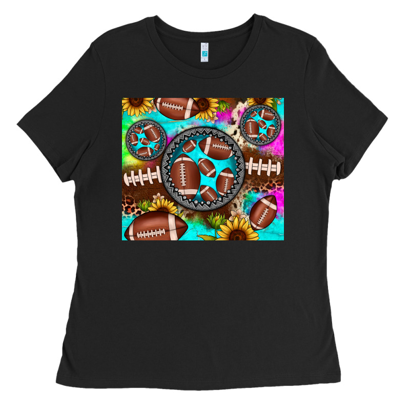 Football Tie Dye Gemstone Sunflower Ladies Tee by JahusDesignShop | Teevron