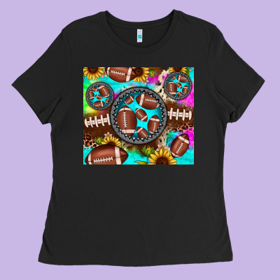 Football Tie Dye Gemstone Sunflower Ladies Tee Designed By Jahusdesignshop