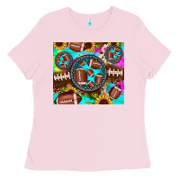 Bubblegum Pink football tie dye gemstone sunflower Ladies Tee - JahusDesignShop