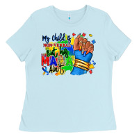 Baby Blue my child is non verbal but his mama aint afro Ladies Tee - RanaPortraitStore