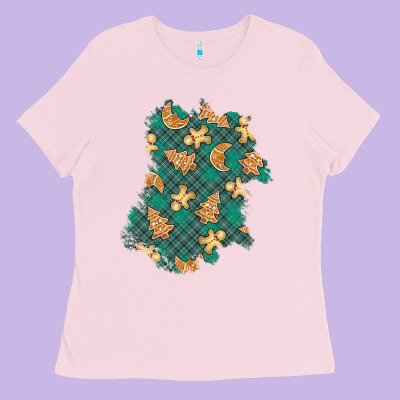 Christmas Gingerbread Cookies Patch Ladies Tee Designed By Bundleandbundleshop