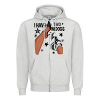 Dove Grey I Have Two Moods Black Sneakers Afro Girl Zipper Hoodie - texasbilliewilder