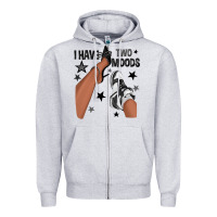 Heather Grey I Have Two Moods Black Sneakers Afro Girl Zipper Hoodie - texasbilliewilder