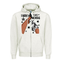 Oatmeal Heather I Have Two Moods Black Sneakers Afro Girl Zipper Hoodie - texasbilliewilder