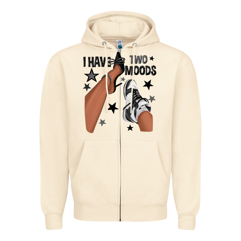I Have Two Moods Black Sneakers Afro Girl Zipper Hoodie by texasbilliewilder | Teevron