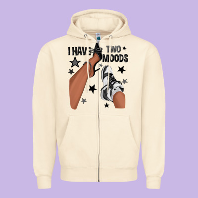 I Have Two Moods Black Sneakers Afro Girl Zipper Hoodie Designed By Texasbilliewilder