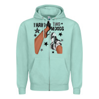 Seafoam I Have Two Moods Black Sneakers Afro Girl Zipper Hoodie - texasbilliewilder