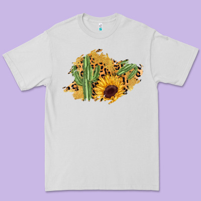 Cactus Leopard Sunflower Glitter  Patch Premium Tee Designed By Adodesignshop