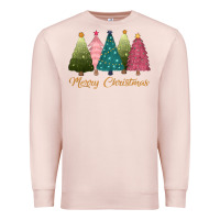 Pale Pink merry christmas trees Premium Sweatshirt - CowGirlArtShop