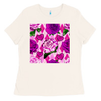 Bone valentines day roses and diamond plaid seamless pattern Ladies Tee - BundleAndBundleShop