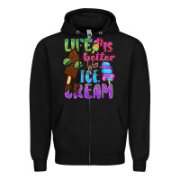 Black Life is better with ice cream Zipper Hoodie - NancyCooperArtShop