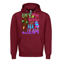 Burgundy Life is better with ice cream Zipper Hoodie - NancyCooperArtShop