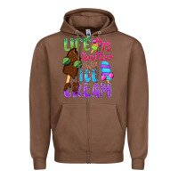 Chestnut Life is better with ice cream Zipper Hoodie - NancyCooperArtShop