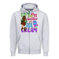 Heather Grey Life is better with ice cream Zipper Hoodie - NancyCooperArtShop