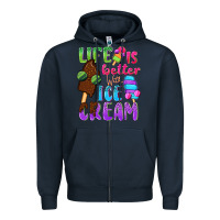 Navy Life is better with ice cream Zipper Hoodie - NancyCooperArtShop