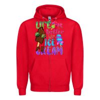 Red Life is better with ice cream Zipper Hoodie - NancyCooperArtShop