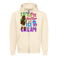 Sandshell Life is better with ice cream Zipper Hoodie - NancyCooperArtShop